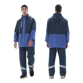 RAINFREEM Rain Suit for Men & Women，Waterproof Rain Jacket & Trouser Suit with High Reflective Strip, All-Sport Raincoat Anti-storm