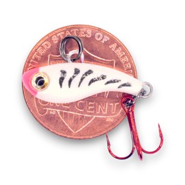 Kenders Tungsten T-Rip Mini Vibe Bait (White Tiger Glow, 3/4" - #14 Treble Hook (Approx 3/32 oz))