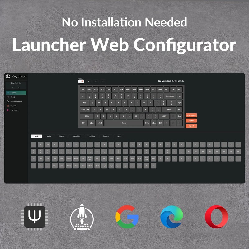 Keychron K2 75% Layout QMK Wireless and Wired Options Mechanical