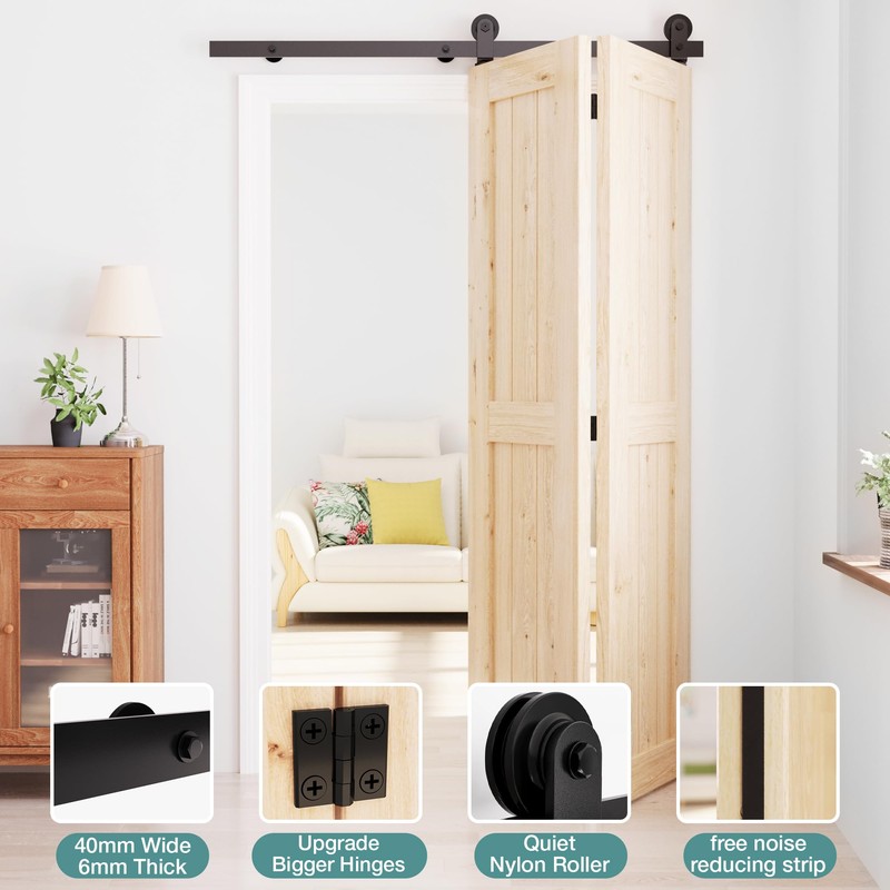 WINSOON Bifold Barn Door Hardware Kit, Bi Fold Door Hardware