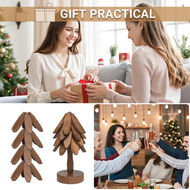 Yuoyar Coasters, Wooden Tree-Shaped sapele Wood Drink Coasters Set for
