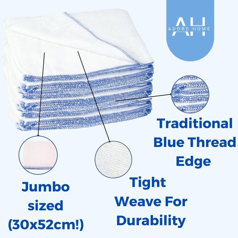 Adore Home 8 x Large Dish Cloths Traditional Kitchen Cleaning