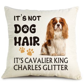 OUZ It's Cavalier King Charles Glitter Throw Pillow Cover - It's NOT Dog Hair,Funny Pillowcase,Gift for Dog Lovers,Sofa Bed Living Room Home Decoration, 18x18 Inch 8D309
