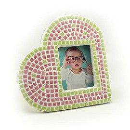 Mosaic Frame Kit Heart Green Pink