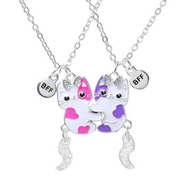 SULIVES Best Friend Necklace Set, Matching BFF Heart Pendants for 2 Friends, Ideal Friendship Jewelry Gift for Girls, Women, Sisters, Perfect for Birthdays and Special Occasions
