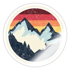 Spreadshirt Mountainbike MTB Berge Vintage Sticker, max. 10 x 10 cm, 10 x 10 cm, Weiß glänzend