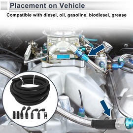 TUCKBOLD AN-4 Fuel Line Kit 10ft Vacuum Hose Automotive Fuel Hose Adapter 90 Degree Adapter 45 Degree Adapter 1 Set CPE Rubber Nylon Braid