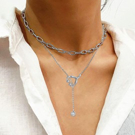 Yorionke Nurse Stethoscope Necklace 925 Sterling Silver Choker Necklaces Double Layered Doctor Stethoscope Pendant Doctor Nurse Medical Student Graduation Jewelry Gift