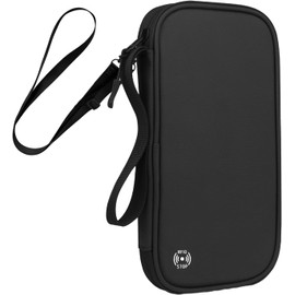 Porta Pasaporte Familiar 4 Personas con Bloqueo RFID, Gran Capacidad Oxford Impermeable Cordón de Transporte. Porta Pasaporte y Visa, Espacio para Tarjetas y Boletos. (Negro)