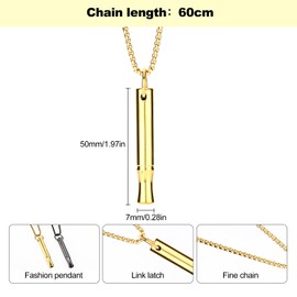 2 Pack Breathing Necklace for Mindful Relaxation & Stress Relief – Black & Gold Stainless Steel Pendant with Chain – Deep Exhale Calming Tool for Adults, Focus Aid Jewellery