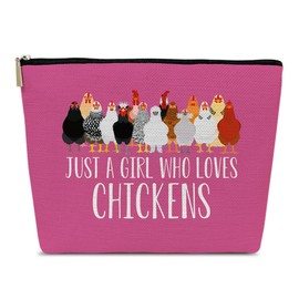 Ythuil Funny Chicken Gifts Makeup Bag, Just A Girl Who Loves Chickens, Cosmetic Bag for Purse, Animal Lovers Gifts for Women, Besties, Daughter, Best Friends