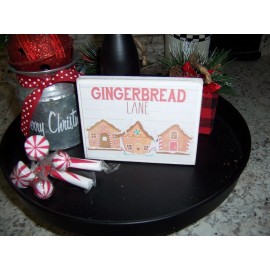 Decor  Gingerbread Lane sign Christmas Farmhouse tray Holiday Kitchen decor