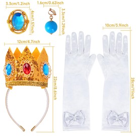 Goenb Princess Peach Costume Accessories, 4 PCS Set of Princess Peach Crown/Earrings/Gloves/Brooch Dress up for Women