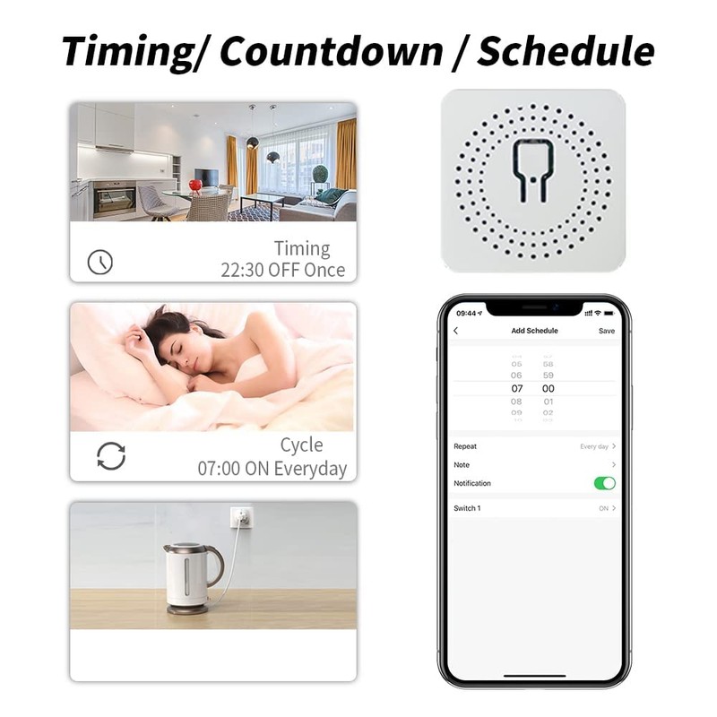 2 Pack HomeKit WiFi Relay Switch, Smart Mini Relay Wireless