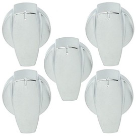 Belling Genuine Hob Hotplate Control Knob Switch (Silver / Chrome - Pack of 5)
