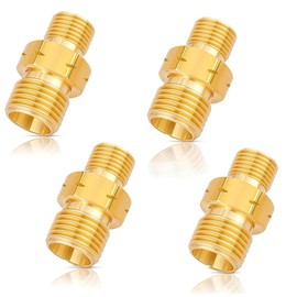 Brass Gas Hose Connector Double Nipple DN8 X DN10, 1/4 Inch Right to 3/8 Inch Left AG Double Nipple Coupling Propane Acetylene Gas Hose Male Thread Propane Acetylene Coupling Hose Brass Pack of 4