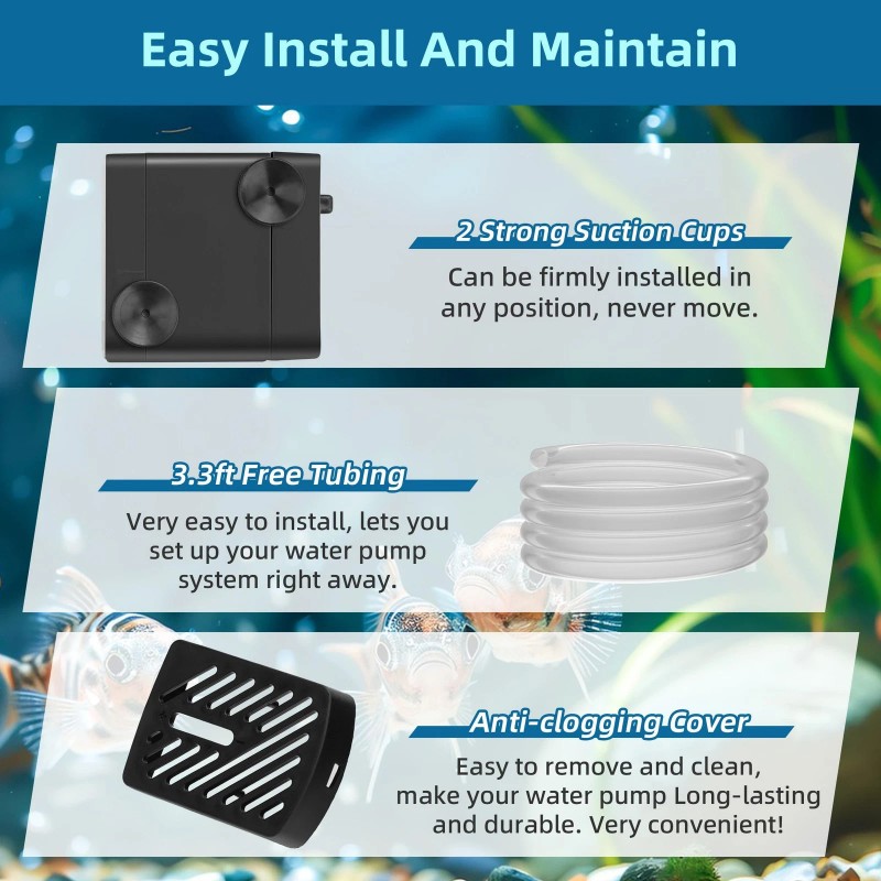 Datoo Mini Submersible Fountain Water Pump With LED Light 50GPH