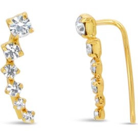 ARS-ARGENTI Climber Earrings Women Girls Sterling Silver 925 Gold 18K Hypoallergenic, Sterling Silver Yellow Gold Stainless Steel, No Gemstone