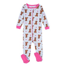 Leveret Kids Pajamas Baby Boys Girls Footed Pajamas Sleeper 100% Cotton (Puppy Dog, Size 12-18 Months)