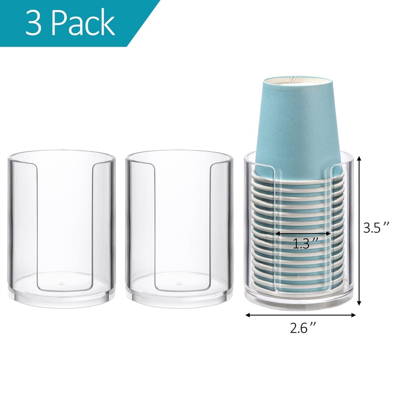 3 Pack Bathroom Cup Dispenser 3 oz Countertop Storage Mouthwash