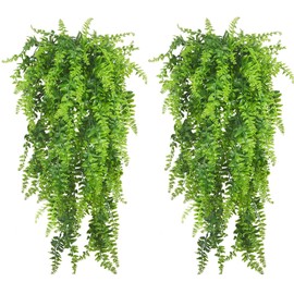 CATTREE Artificial Vines Plants, Fake Hanging Plant Ivy Faux Vine Fern Greenery Leaves Foliage Rattan Ferns Flowers Outdoor UV Resistant Plastic Indoor Wall Decoration Home Party Decorations - 4 Pack