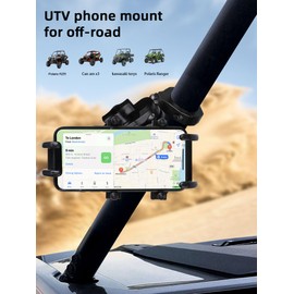 ZIDIYORUO Anti-Vibration UTV Phone Mount Heavy Duty, Full Protection SXS Phone Holder with Aluminum Bracket Fit for 1.75-2" Roll Cage, Adjustable UTV Cell Phone Holder Holds 4.7-7.1" Phones