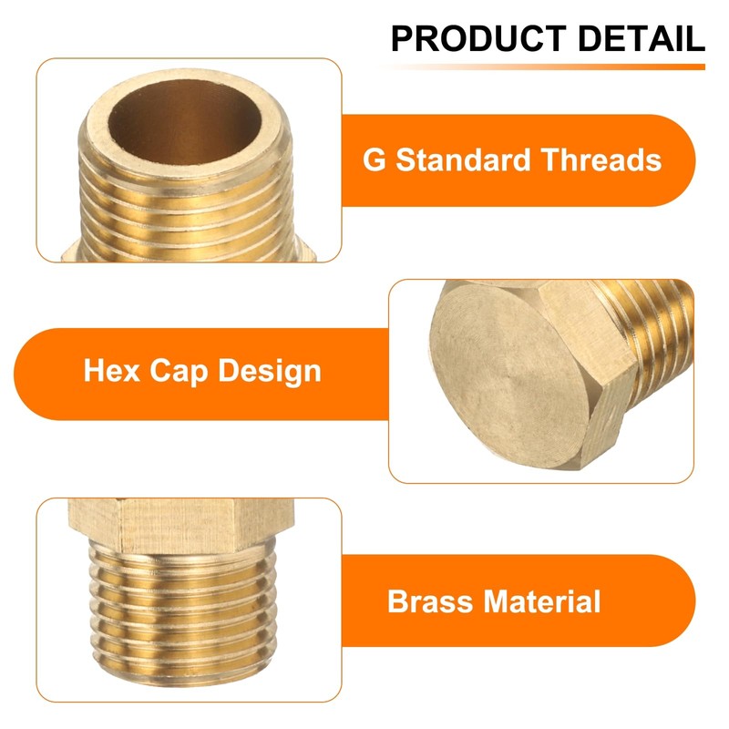 sourcing map 4 Pcs Brass Outer Hex Thread Fittings, G3/4"