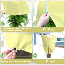 DQS 4 Pack Plant Covers Freeze Protection, 31.4" x47.2" Winter Frost Protection Blankets Frost Cloth,Suitable for Outdoor Winter Frost, Cold Weather, shrubs, Trees, Jackets, and coverings