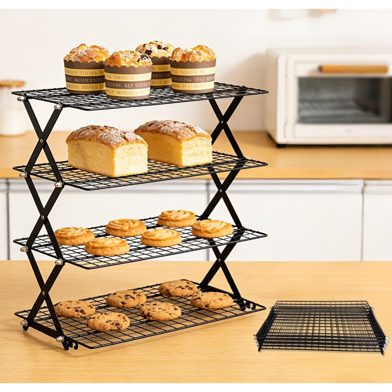 4 Tier Collapsible Cooling Rack for Baking, Cookie Baking Gadgets,