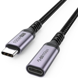 DteeDck USB C Extension Cable 6.6ft, USB C to USB C Male to Female, Type C Extender Cord USB3.1 Gen2 100W Fast Charging 10Gbps Transfer Compatibility with Laptop Tablet Mobile Phone