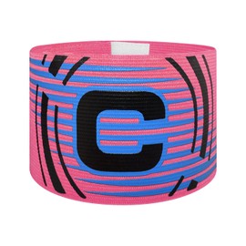FUNAUPGO Sports Captain C Arm Band, Unisex Elastic Soccer Captain Armband Adjustable Outdoor Football Player Captain's ArmBands for Youth and Adult (Pink)