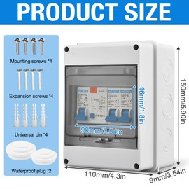 KUWUNG Surface-Mounted Fuse Box, IP65 Waterproof Distribution Box Surface-Mounted with FI Circuit Breaker AC 32 A, Small Distribution Box Surface-Mounted 5-Way, Power Distribution Box with Circuit