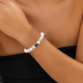 Anti Alcohol Bracelet for Women Men Quit Smoking Drinking Bracelets Anti Anxiety Hematite Beads Bracelet Relieve Anxiety and Stress Health Jewelry Gifts (White)