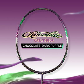 Badminton Racket Full Carbon Professional Badminton Set High Tension 18-35lbs 4U Continuous Smash for Speed Singles/Rear-Court Doubles-Chocolate Dark Purple (Get Strung)