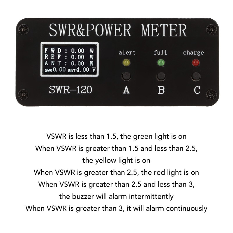 Standing Wave Meter Aluminium Alloy Digital Display 1.8‑50MHz FM AM