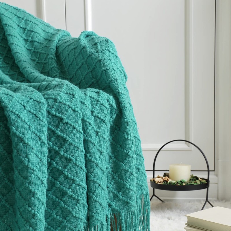CREVENT Boho Crochet Throw Blanket for Couch Sofa Chair Bed