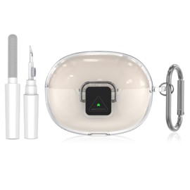 TUDIOW for SHOKZ OpenDots ONE Case, [with Lock] OpenDots ONE Case Cover Clear TPU Shockproof Protective Compatible with SHOKZ OpenDots One's Earbuds Accessories with Cleaning Kit & Keychain(Clear)