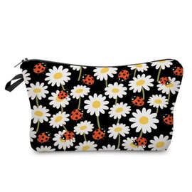 Livel lhood Ladybug Makeup Bag Cute Small Makeup Organizer Bag Travel Toiletry Zipper Pouch Little Daisy Cosmetic Bag Gift for Women Girls