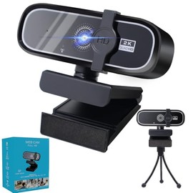 JUGLUTE Cámara Web 2K con Micrófono, Enfoque Automático, Plug and Play, Cubierta de Privacidad, USB para PC/Mac/Laptop, para Transmisión en Vivo, Vide