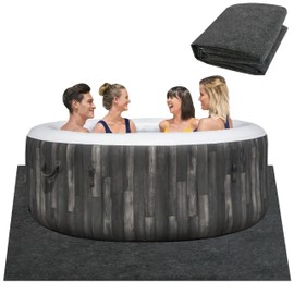 Ogrmar 80x80 Inch Hot Tub Mat, Inflatable Hot Tub Pad Outdoor Indoor, Washable Above Ground Protector Pad, Slip-Proof Backing, Absorbent Spa Pool Ground Base Flooring Protector Mat (80x80inch)