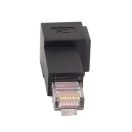 cablecc Left Angle 90 Degree 8P8C FTP STP UTP Cat 5e Male to Female LAN Ethernet Network Extension Adapter