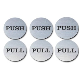 Coolest 3 x 2" Round Push Door Signs - Brushed Silver