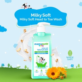MAMAEARTH Milky Soft Head to Toe Wash with Oats Milk & Calendula 13.53 Fl Oz (400ml)