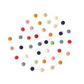 Glaciart One Felt Ball Garland (2-Pack) Pom Pom Garland - 8 Feet, 40 Balls, 7 Gender Neutral Colors, Pom Pom Decorations, Nursery Decor, Bunting, Birthday Party Decorations, Easter, Photo Prop