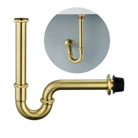 Heixutas Fregadero de baño de latón P Trampa: 1 1/4 Trampa de fregadero con altura ajustable, trampa en P para botella de oro cepillado con tubo de extensión de junta deslizante, kit de repuesto para fregadero en forma de U