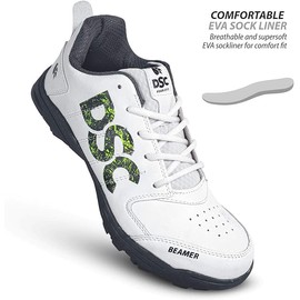 DSC Beamer Cricket Sport Shoes | Color: Grey-White | Size: 10US/9UK/43EU | for Men & Boys | Material: Polyvinyl Chloride | Breathable, Lightweight & Highly Durable | Long Lasting Performance