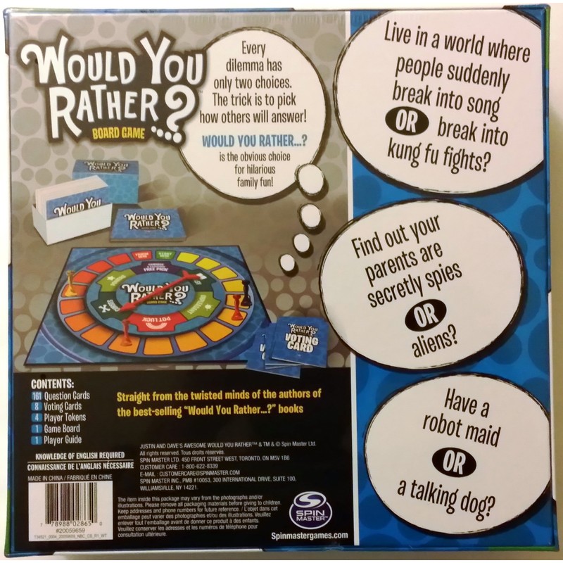 Spin Master Games 2014 Would You Rather Board Game