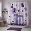 FAXTOZ Rustic Purple Butterfly Daisy Floral Glass Jar Shower Curtain,