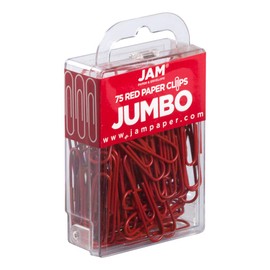 JAM PAPER Colorful Jumbo Paper Clips - Large 2 Inch - Red Paperclips - 75/Pack