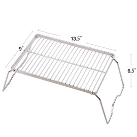 CAMPMAX Campfire Grill 304 Stainless Steel Grate, Folding Camping Grill Heavy Duty with Carrying Bag, Medium
